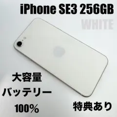 【良品】iPhone SE3 256GB WHITE 大容量バッテリー100%