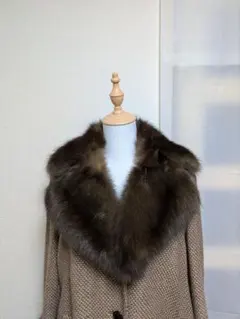 寒気得割中12/31迄 ファー付きロングコート Woolの生地ベージュ