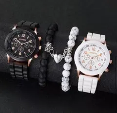 【新品】GENEVA ペアウォッチ＆ブレスレット 4点セット