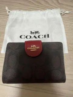 お値下げ！COACH 二つ折り財布 シグネチャー レッドのサムネイル