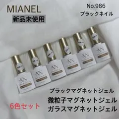 No.986 MIANEL ブラック 微粒子 ガラスマグネットジェル 6色セットのサムネイル