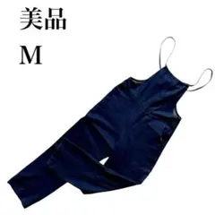 サロペット M ネイビー オーバーオール デニム オールインワン ダークブルー