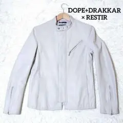希少 ドープアンドドラッカー×リステア【M】牛革 シングルレザージャケット 白系