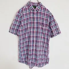 UNIQLO【L】ユニクロ 半袖 チェックシャツ ボタンダウン 綿 カジュアル