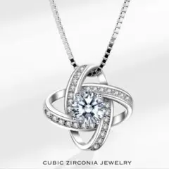 ネックレス　シルバー925 CZダイヤモンド ネックレス 花 ベネチアチェーン