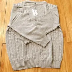 ベージュ ケーブルニット カーディガン 通勤 通学 春秋冬