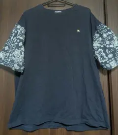 Arnold Palmer 半袖Tシャツ ペイズリー柄切替 ネイビーのサムネイル