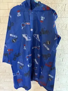 青い車柄　レインコート 130 子供　キッズ　カッパ　雨具