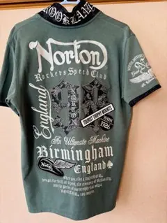 Norton 刺繍入り半袖ポロシャツ グリーン Lサイズ