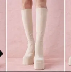 Darich ロングブーツ ストレッチブーツ アイボリー