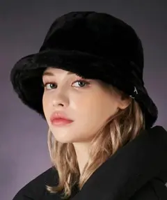 VARZAR(バザール) ファー バケットハット ブラック