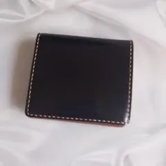 黒レザー折り財布 コードバン ウォレット