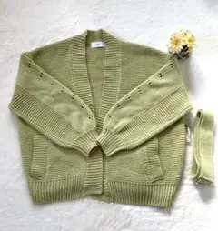 アズール　AZUL  ゆったり　S　大きめ　緑　グリーン　ニットカーディガン