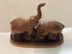 木製 象の彫刻 台座付き