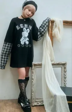 Ank Rouge うさくまレイヤードロンTe バックリボン　Mサイズ