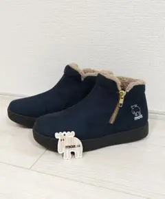 moz ネイビー ファー付きショートブーツ　Lサイズ　24cm