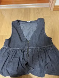 フロントジップ デニムベスト グレー Lのサムネイル