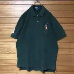 ポロバイラルフローレン 90s ビッグポニー 刺繍 ナンバリング ポロシャツ L