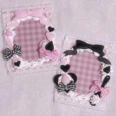 ホイップデコ トレカケース 量産型 ガーリーリボン ピンク×ブラック いちご ♡