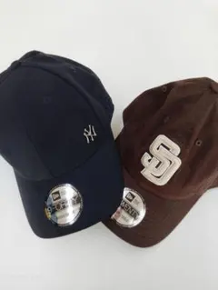 NEWERAヤンキース & サンディエゴ・パドレス キャップ２点セット新品