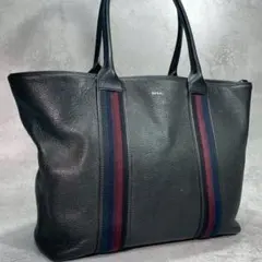 【美品】Paul Smith ポールスミス マルチストライプ レザートート A4のサムネイル