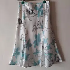 フレアスカート ホワイト 水色 花柄 COUP DE CHANCE 36