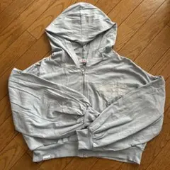 ピンクラテ 水色 フード付き パーカー L/160