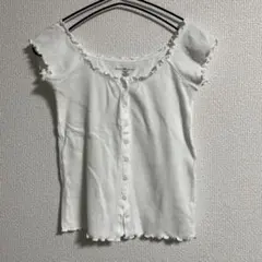 brandy melville ホワイト フリルTシャツ