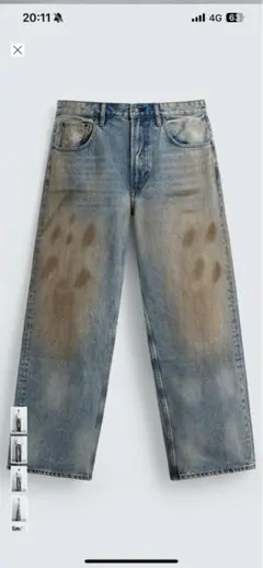 ZARA デニム　ヴィンテージ加工　バギーフィットジーンズ　タグ付き EU34