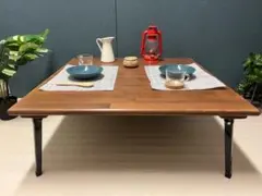 【送料無料】 ローテーブル 正方形 90cm パイン ブラウン 折りたたみ脚