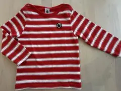 プチバトー　赤と白ストライプ 長袖カットソー 95cm