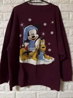 【Disney】ミッキー＆プルート スウェット スノーフレーク柄