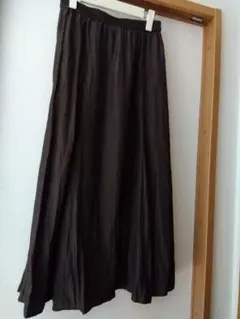 【OZOC】ダークブラウン フレアスカート ロング丈