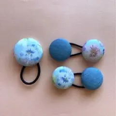 くるみボタンヘアゴムセット（リバティ シンクオブミー ブルーム）