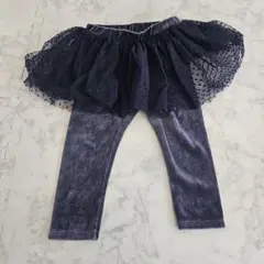 プチバトー チュチュ付きネイビーレギンス 18m