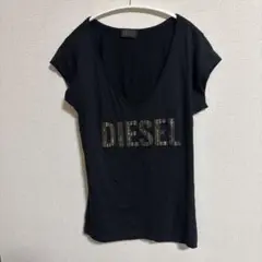 DIESEL ブラック Vネック Tシャツ