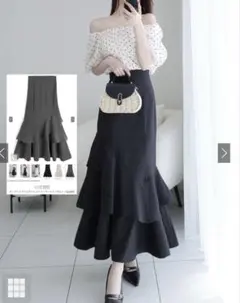 【GRL】即完売級♡ティアードフリルマーメイドスカート［gc300］チャコールM