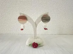 1点物☆高級淡水パール＋赤珊瑚☆エレガントイヤリング☆☆