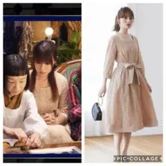 tocco ウエストりぼん付きパール装飾フラワーレースワンピース