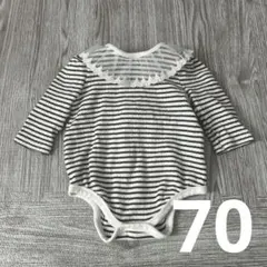 ストライプ柄長袖ボディスーツ 70
