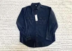 2 GU ダブルポケットワークシャツ　メンズ　ブルー　S