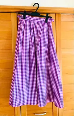 新品！　サマンサモスモス　ブルー　チェック　ロングスカート　ラベンダー