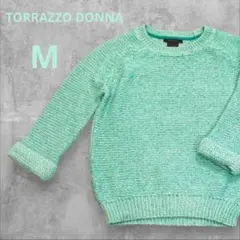 トラッゾドンナ セーター ニット グリーン 七分袖 M相当 ミックス編み