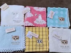 [新品タグ付き]PAUL & JOE 猫刺繍 ハンカチ6枚セット