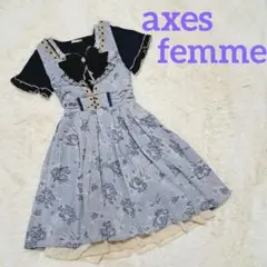 【美品】axes femme レア セット ビッグ リボン ブルー ワンピース