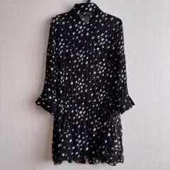 ivory beadsシフォン水玉模様シャツ 五分袖　シースルー