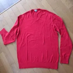 ユニクロ コットン カシミヤ Ｖネックセーター (ＸＬ) 赤　男女兼用