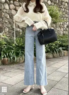 GRL フリンジヘムセミフレアデニムパンツ[cu166]