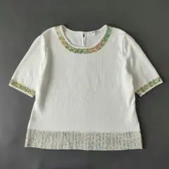 フ*ア様 【美品】HANAE MORI 半袖ニット カラフル装飾　４のサムネイル