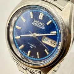 SEIKO 腕時計　5ACTUS 21石　青文字盤　デイデイト　メンズ　シルバー
